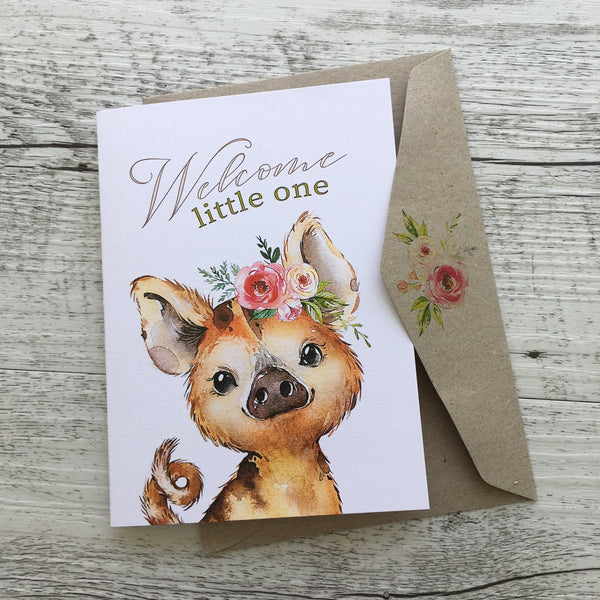 FOREST FRIENDS Welcome BABY GIRL Birth cards