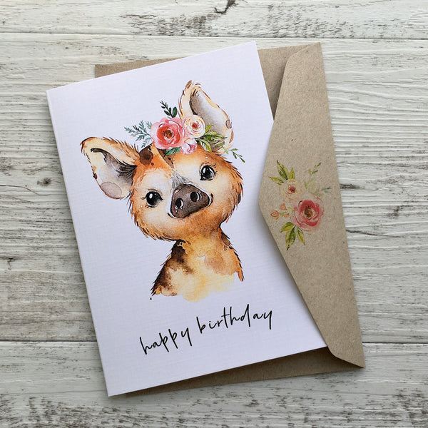 FOREST FRIENDS Happy Birthday or Blank or Thank You - floral cards