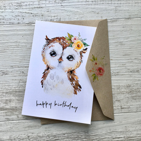 FOREST FRIENDS Happy Birthday or Blank or Thank You - floral cards