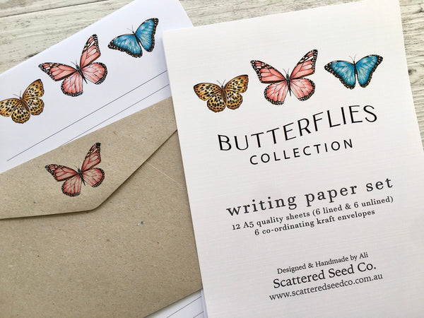 BUTTERFLIES Writing Paper Set (Non-Personalised)