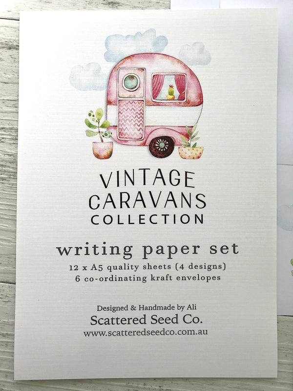 VINTAGE CARAVANS Writing Paper Set (Non-Personalised)