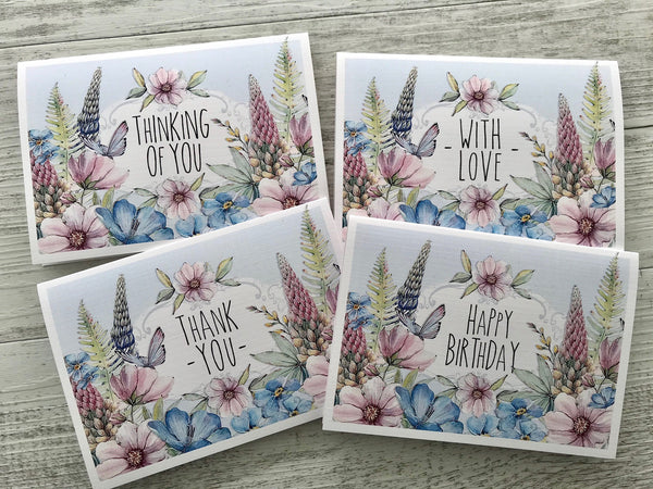 SPRING GARDEN card - Thank you - With Love - Thinking of You - Happy Birthday