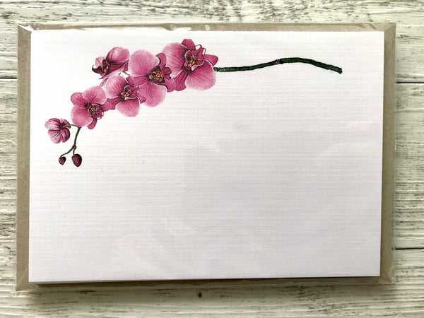 PINK ORCHID Personalised Flat Notecards Set Of 10