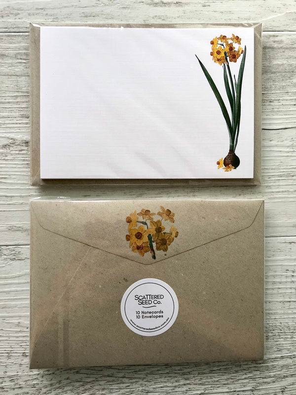 DAFFODILS Personalised Flat Notecards Set Of 10