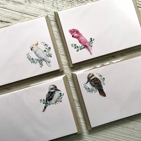 AUSTRALIAN BIRDS Personalised Flat Notecards Set Of 10
