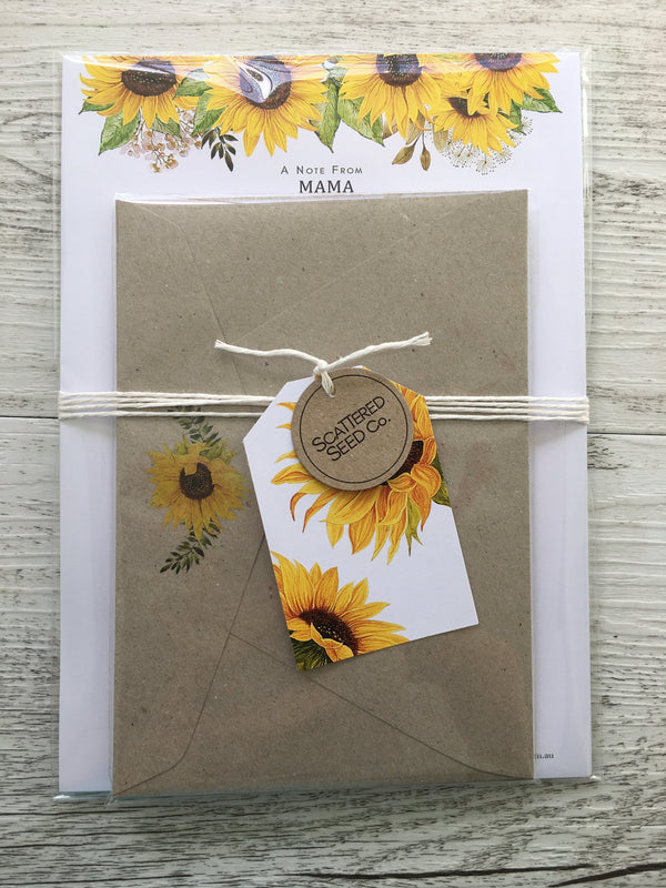 SUNFLOWERS Personalised Writing Paper Set of 20