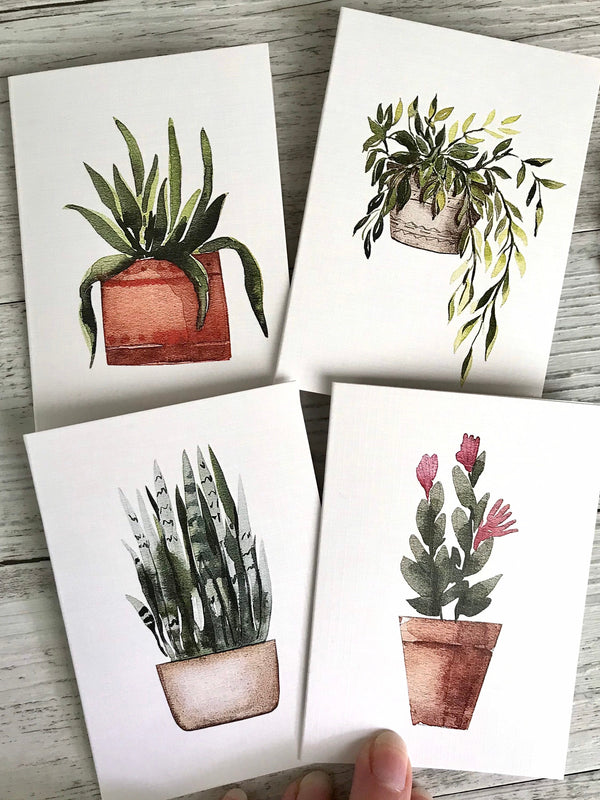 POTTED PLANTS Collection 2 cards set of 4