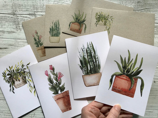 POTTED PLANTS Collection 2 cards set of 4