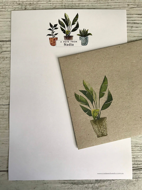 POTTED PLANTS COLLECTION 1 Personalised Writing Paper Set of 20