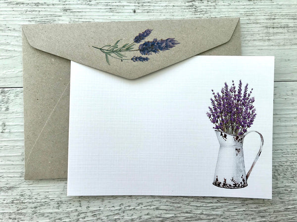 FRENCH LAVENDER Personalised Flat Notecards Set Of 10