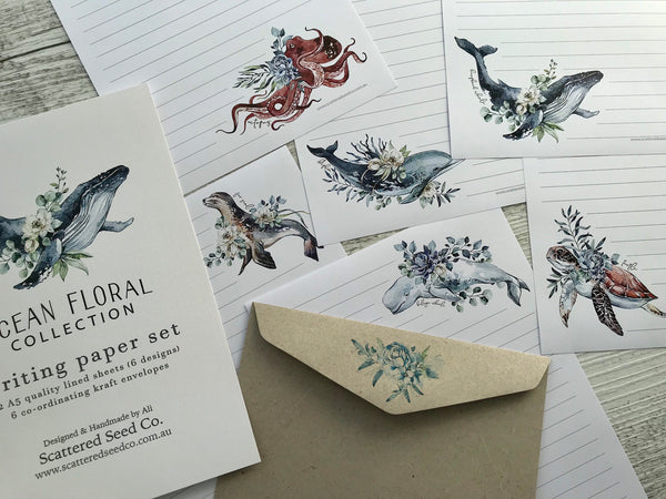 OCEAN FLORAL Writing Paper Set (Non-Personalised)