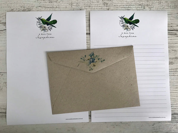 HUMMINGBIRD Personalised Writing Paper Set of 20