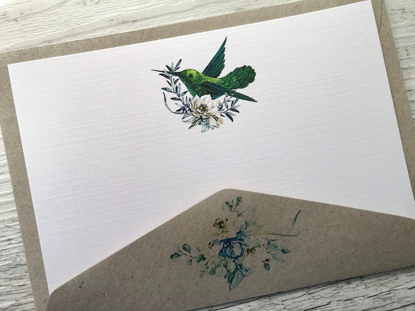 HUMMINGBIRD Personalised Flat Notecards Set Of 10