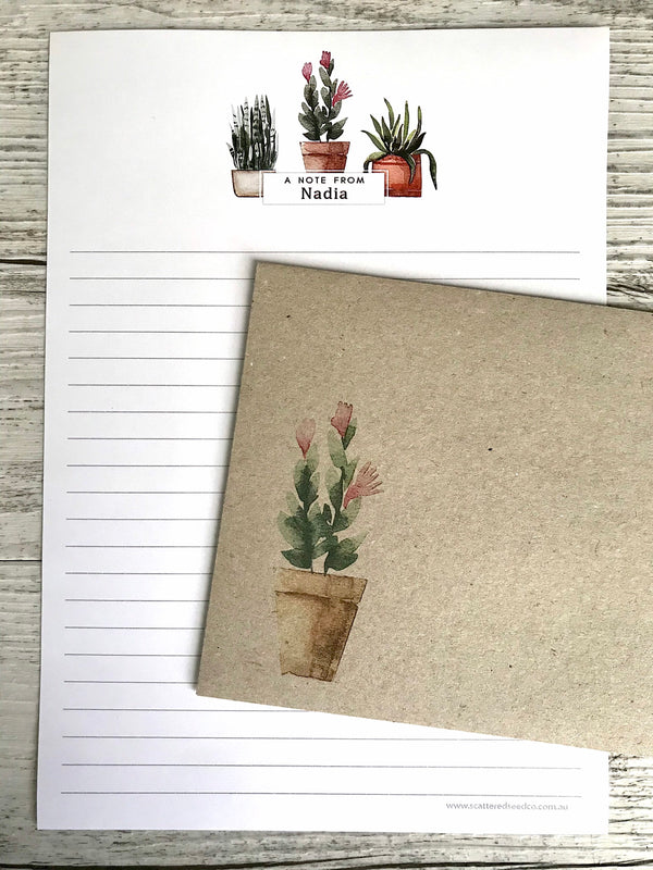 POTTED PLANTS COLLECTION 2 Personalised Writing Paper Set of 20
