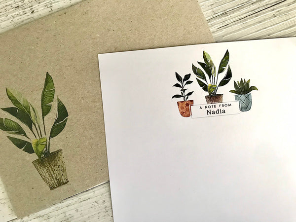 POTTED PLANTS COLLECTION 1 Personalised Writing Paper Set of 20