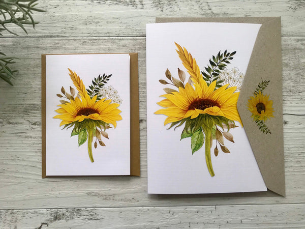 SUNFLOWERS cards set of 4