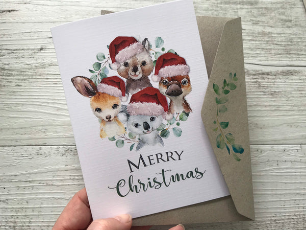 AUSTRALIAN ANIMALS CHRISTMAS Cards - set of 4