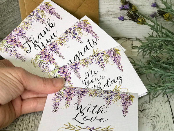 WISTERIA cards - Thank you - With Love - Congrats - Happy Birthday