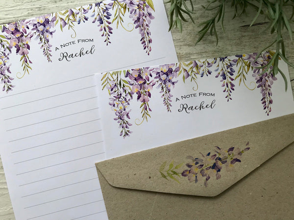 WISTERIA Personalised Writing Paper Set of 20