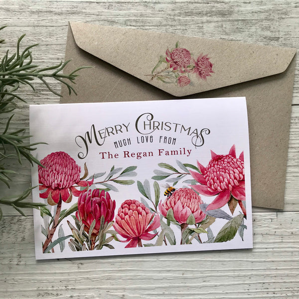 AUSTRALIAN WARATAH Collection Personalised Christmas Cards