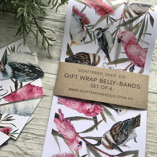 AUSTRALIAN BIRDS Christmas Gift Wrap Belly-Bands