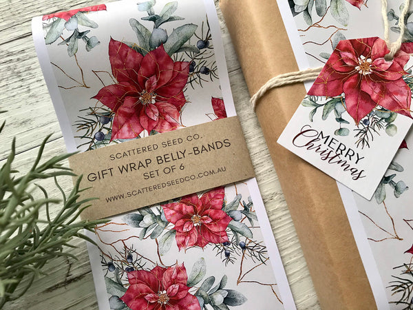 POINSETTIA COLLECTION Gift Wrap Belly-Bands