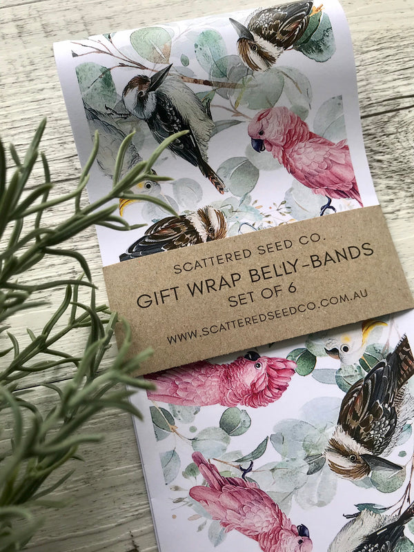 AUSTRALIAN BIRDS Gift Wrap Belly-Bands
