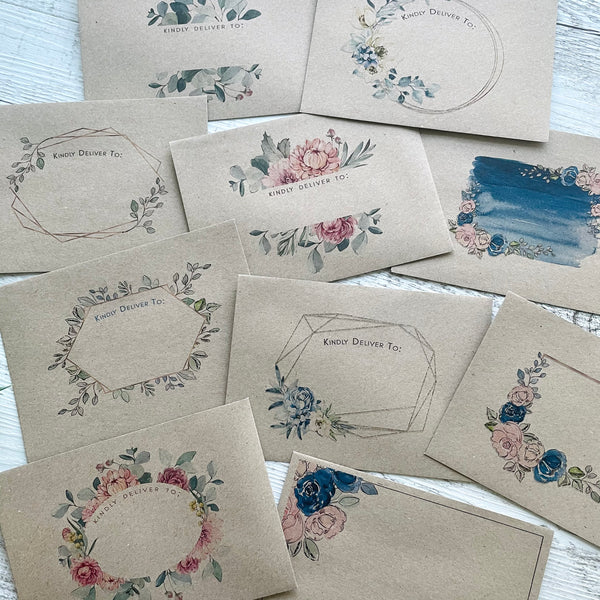 FLORAL WHIMSY decorative envelopes set of 10 - Happy Mail - Penpal