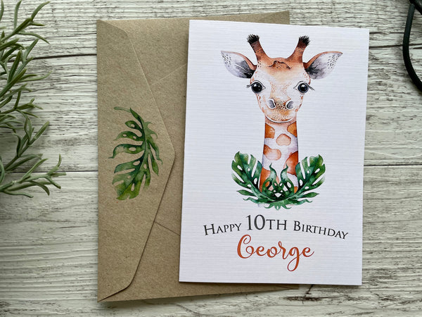 GIRAFFE Personalised Birthday card