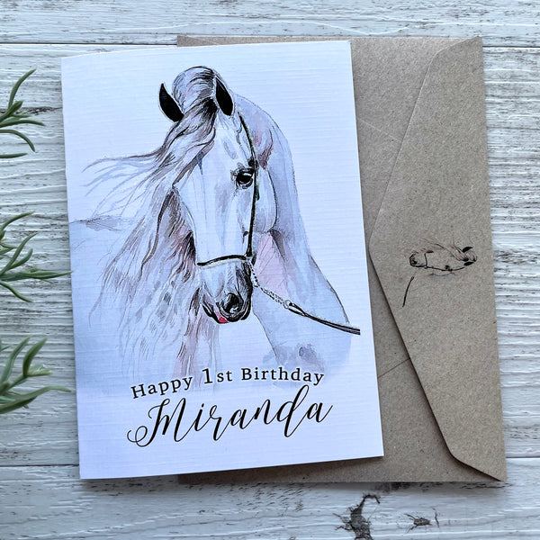 ANDALUSIAN HORSE Personalised Birthday card