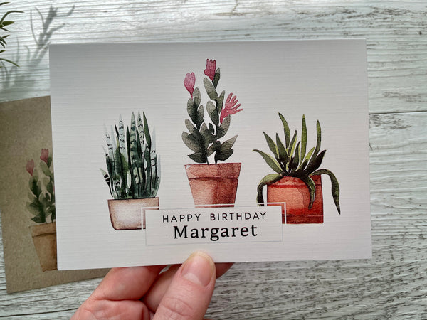 POTTED PLANTS 2 Personalised Birthday card