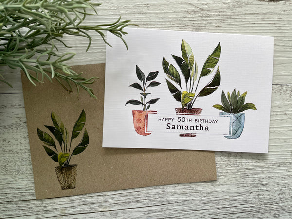 POTTED PLANTS 1 Personalised Birthday card