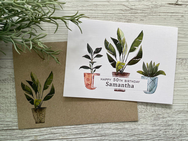 POTTED PLANTS 1 Personalised Birthday card