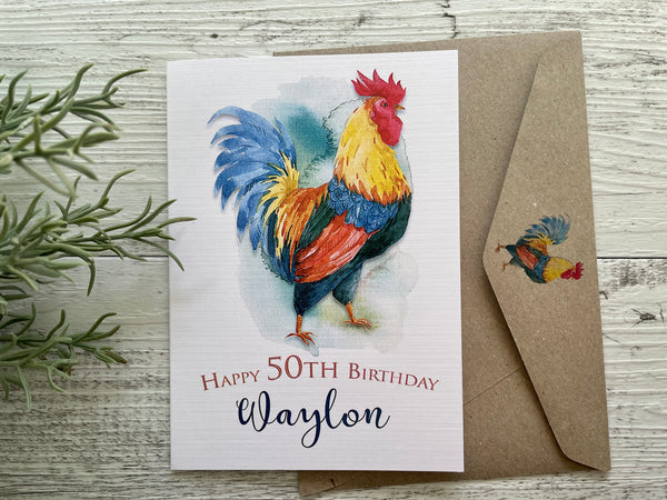 ROOSTER Personalised Birthday Card