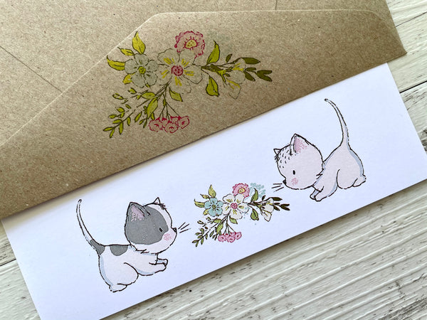 SPRING FLORAL KITTENS Personalised Writing Paper Set of 20