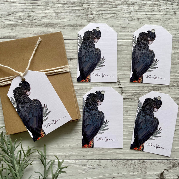 Red-tailed BLACK COCKATOO Australian BIRDS gift tags