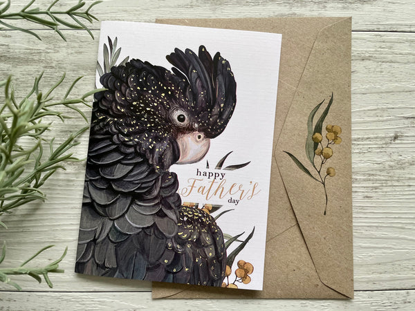 BLACK COCKATOO Fathers Day card