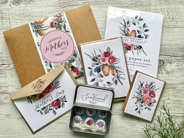 AUSTRALIAN NATIVE BOUQUET Mother's Day Gift Sets in Stationery Wallet - various combinations available