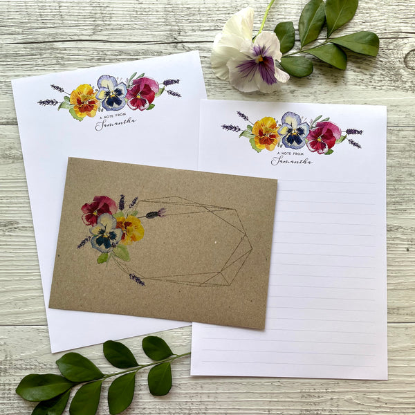 PANSY Personalised Writing Paper Set of 20