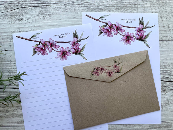 CHERRY BLOSSOM Personalised Writing Paper Set of 20