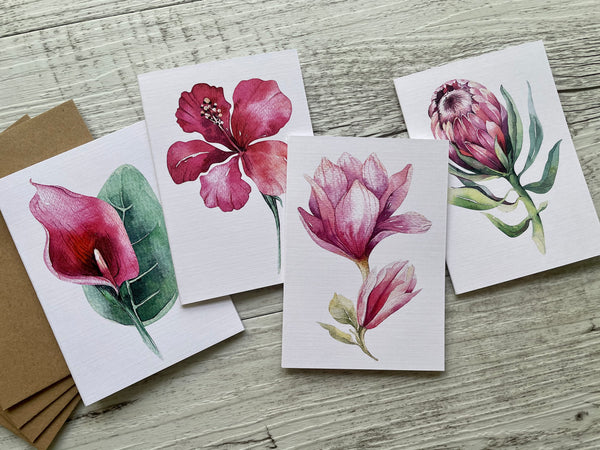 TROPICAL cards set of 4