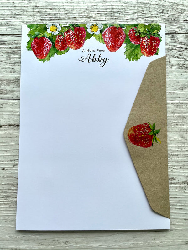 STRAWBERRY Personalised Writing Paper Set of 20