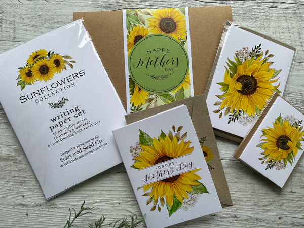 SUNFLOWER Mother's Day Gift Sets in Stationery Wallet - various combinations available