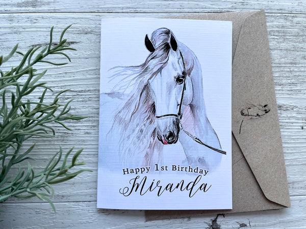 ANDALUSIAN HORSE Personalised Birthday card