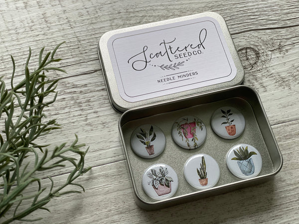 POTTED PLANTS Needle Minders or Magnets set of 6