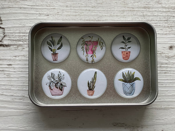 POTTED PLANTS Needle Minders or Magnets set of 6