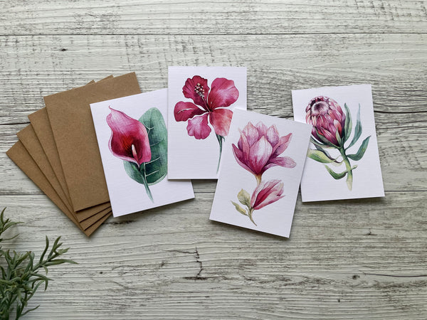 TROPICAL cards set of 4