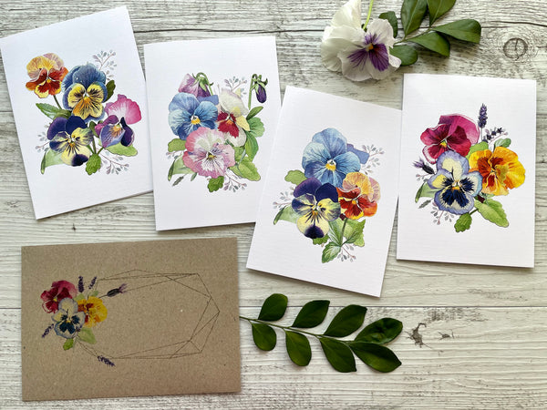 PANSY cards set of 4