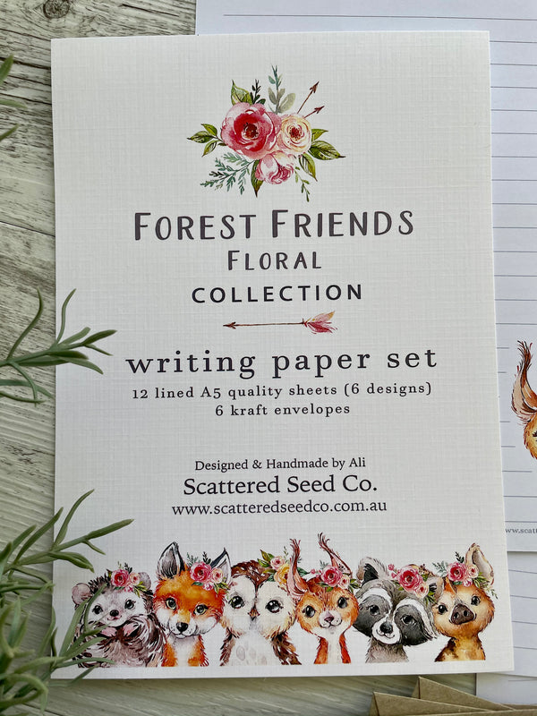 FOREST FRIENDS Writing Paper Set (Non-Personalised) FLORAL