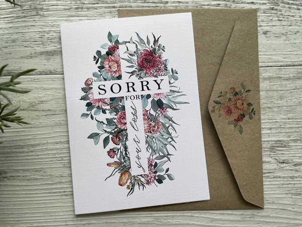Sympathy Cross Card - Australian Florals